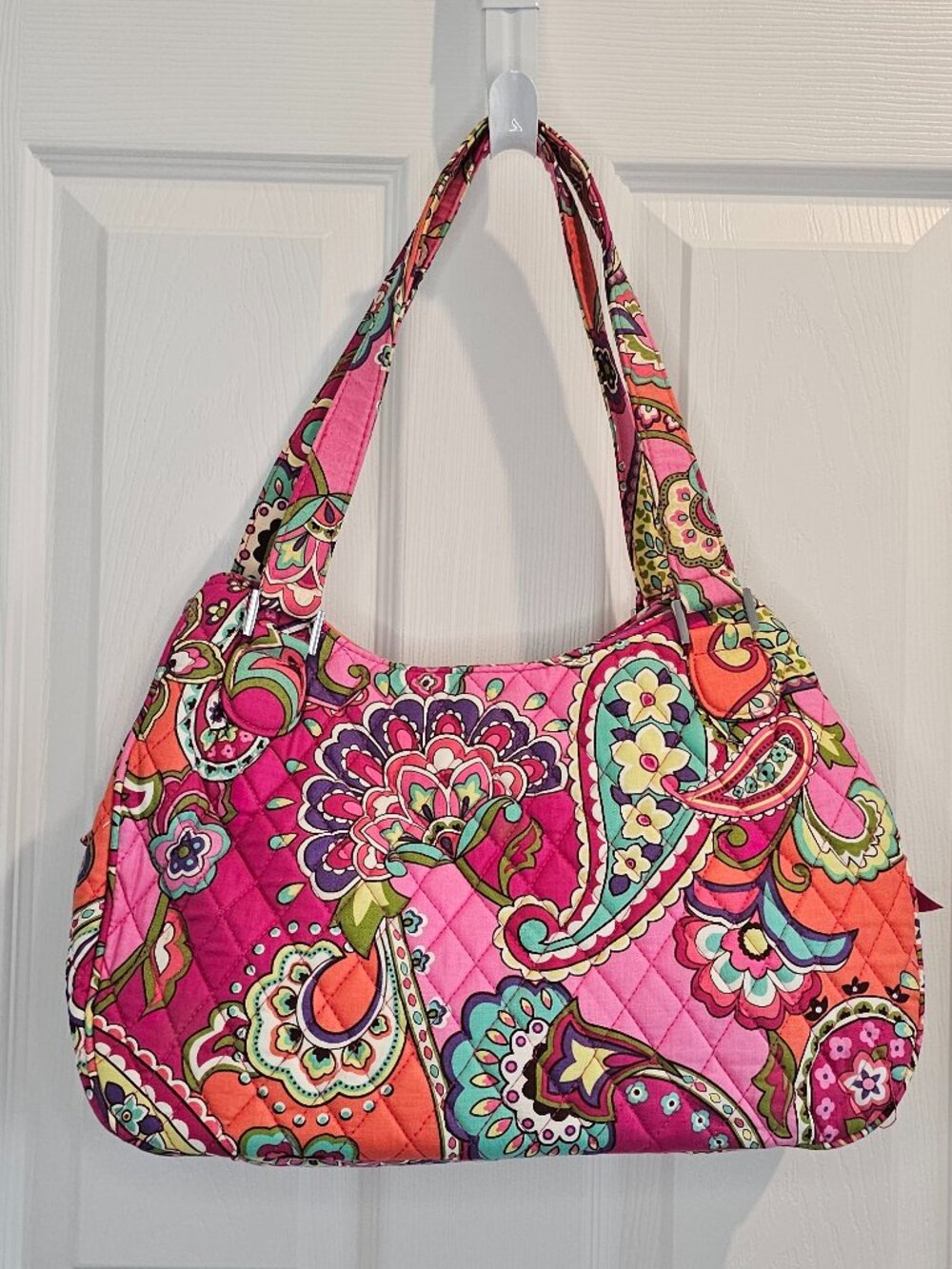 NWT Vera Bradley Emily Satchel Pink Swirls Tote Purse Shoulder Bag Cancer